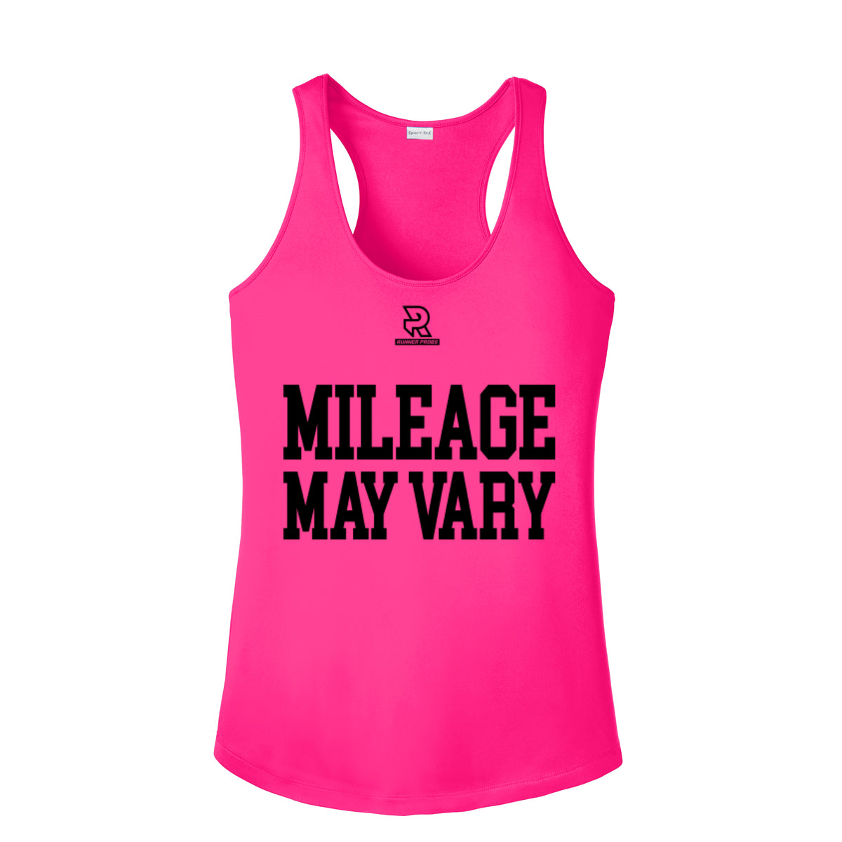 MILEAGE MAY VARY (Black) - Womens Competitor Racerback Tank