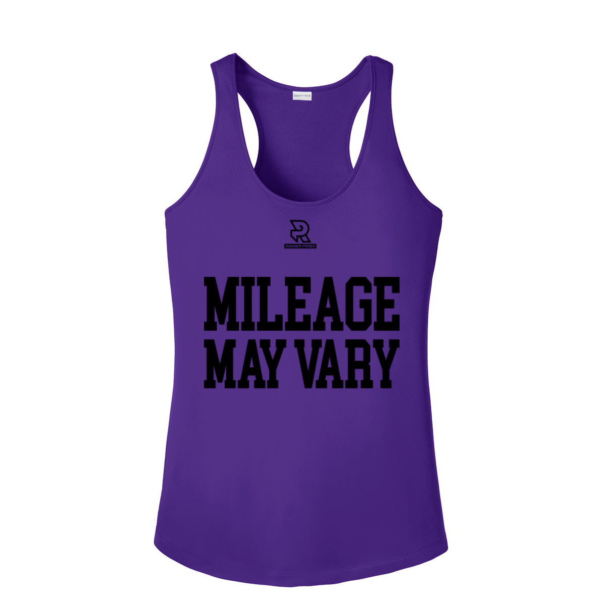 MILEAGE MAY VARY (Black) - Womens Competitor Racerback Tank