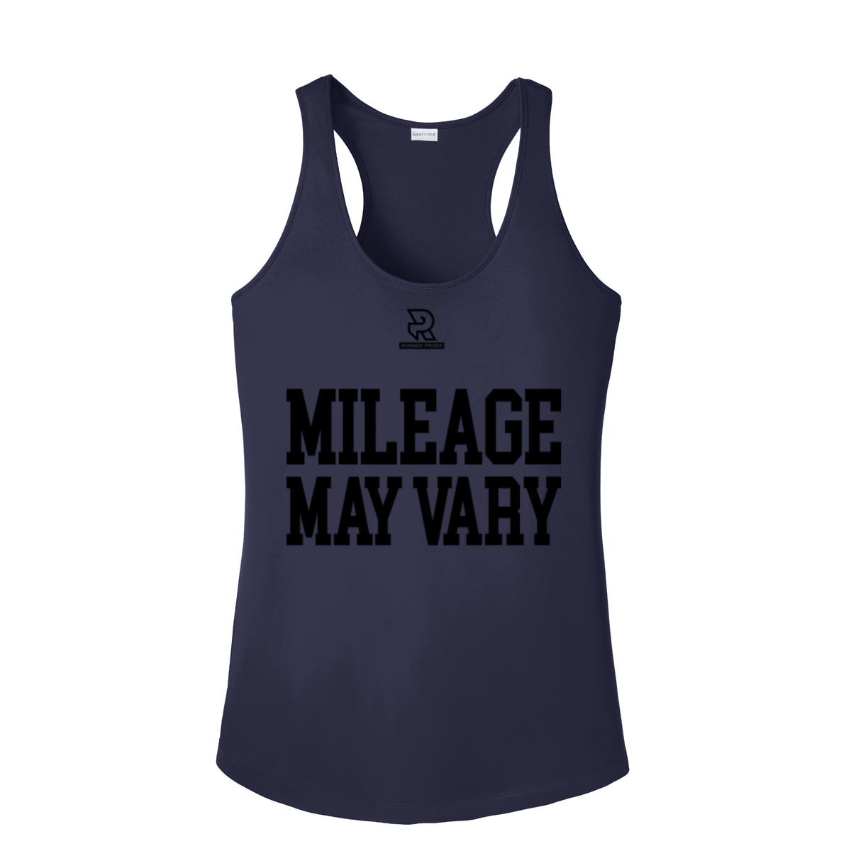 MILEAGE MAY VARY (Black) - Womens Competitor Racerback Tank