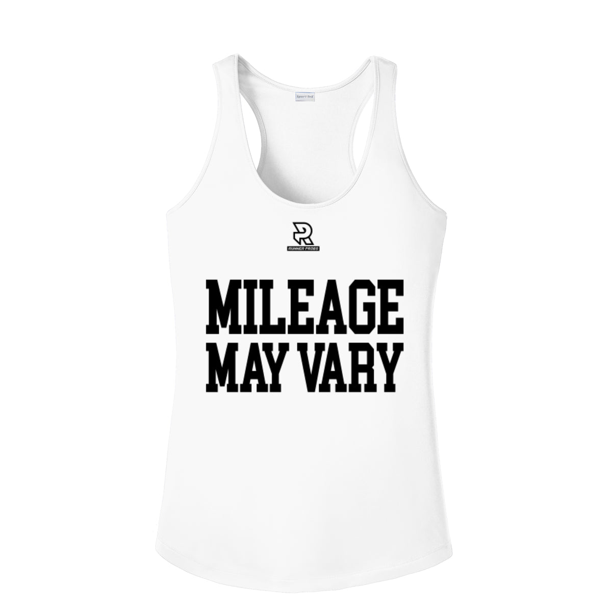 MILEAGE MAY VARY (Black) - Womens Competitor Racerback Tank