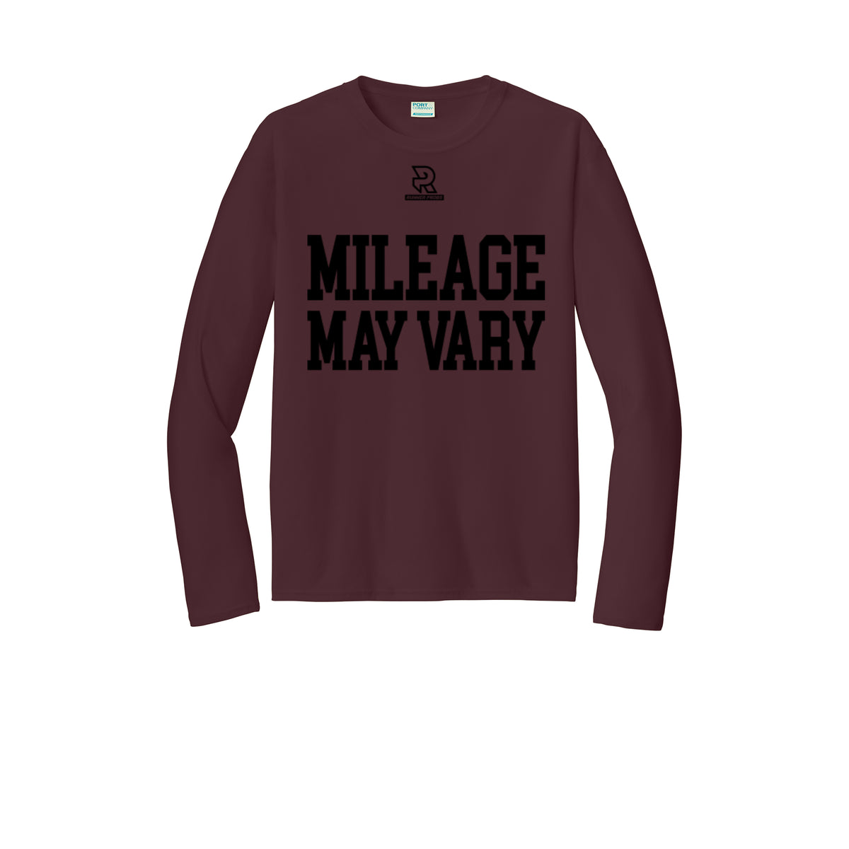 MILEAGE MAY VARY (Black) - Long Sleeve Performance Tee