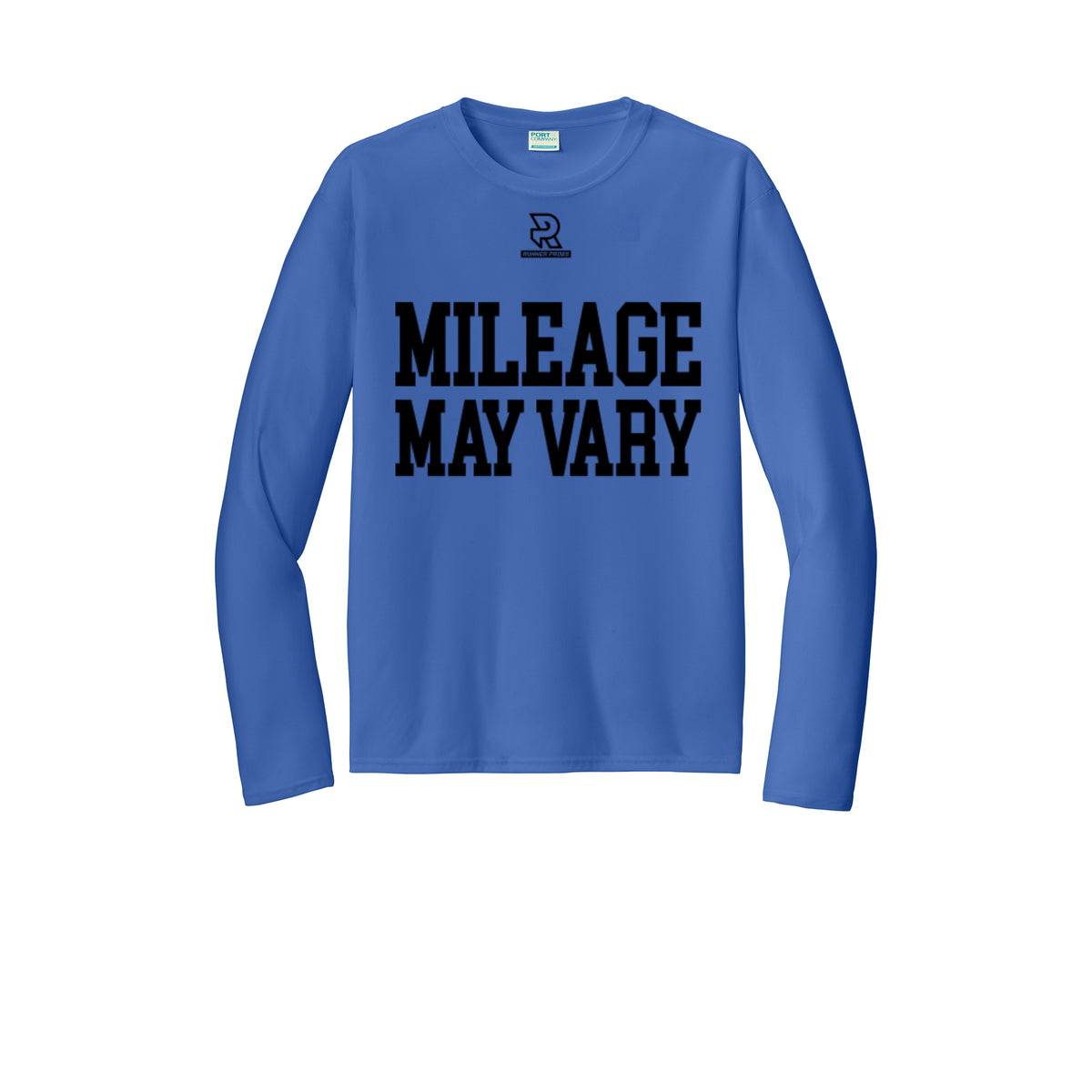 MILEAGE MAY VARY (Black) - Long Sleeve Performance Tee