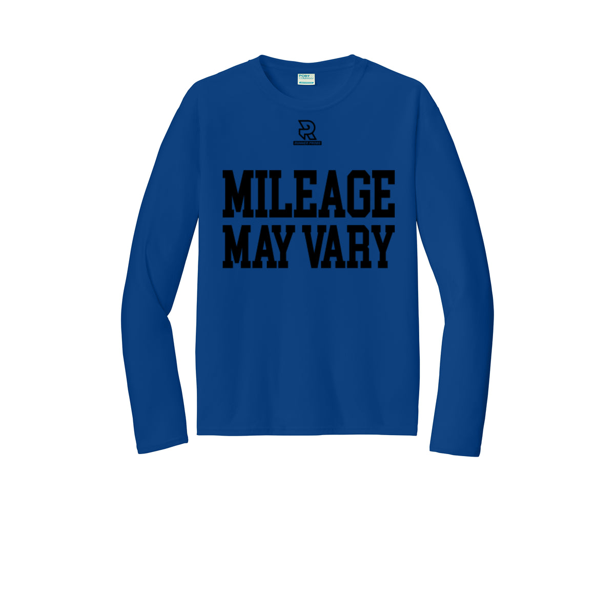 MILEAGE MAY VARY (Black) - Long Sleeve Performance Tee