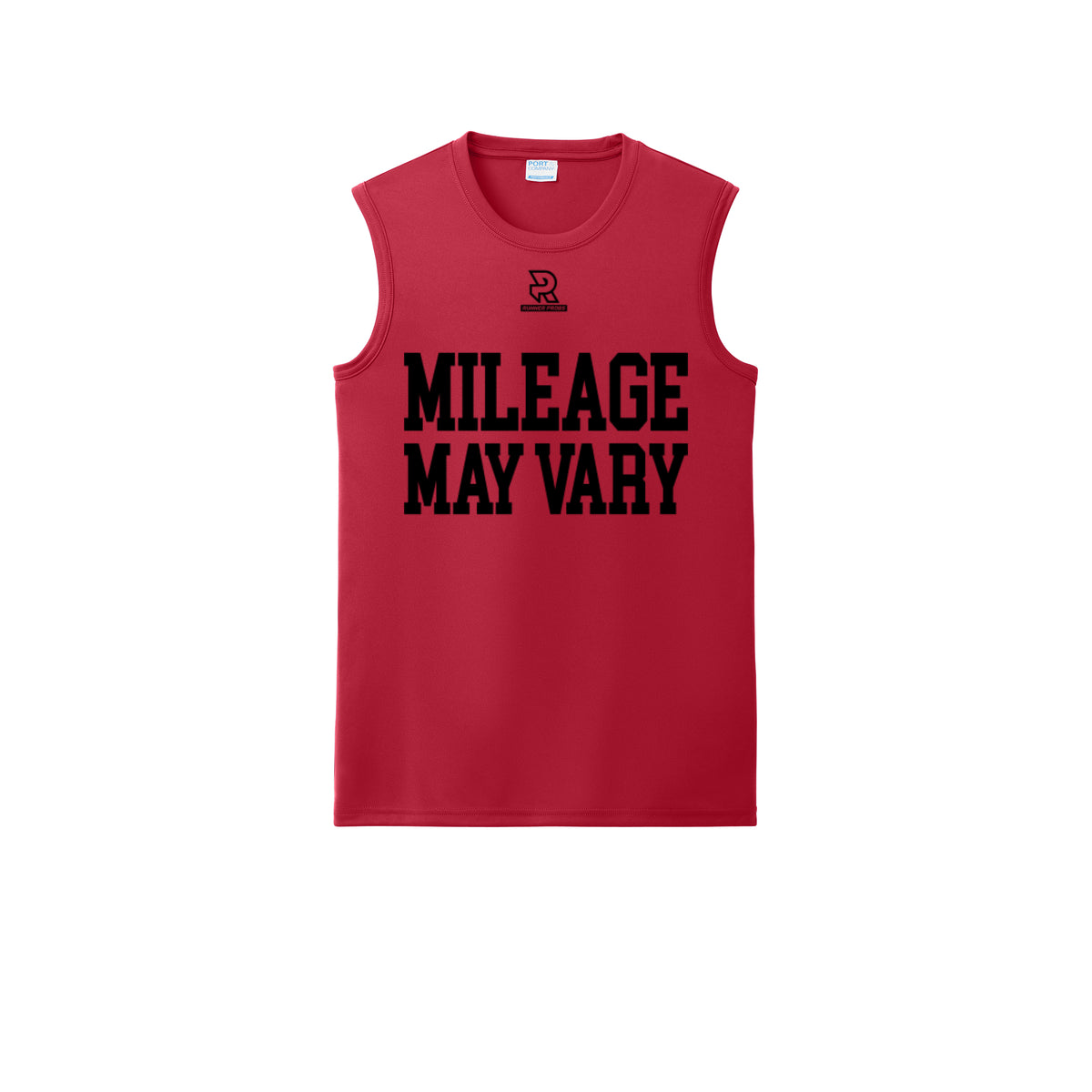 MILEAGE MAY VARY (Black) - Sleeveless Performance Tee