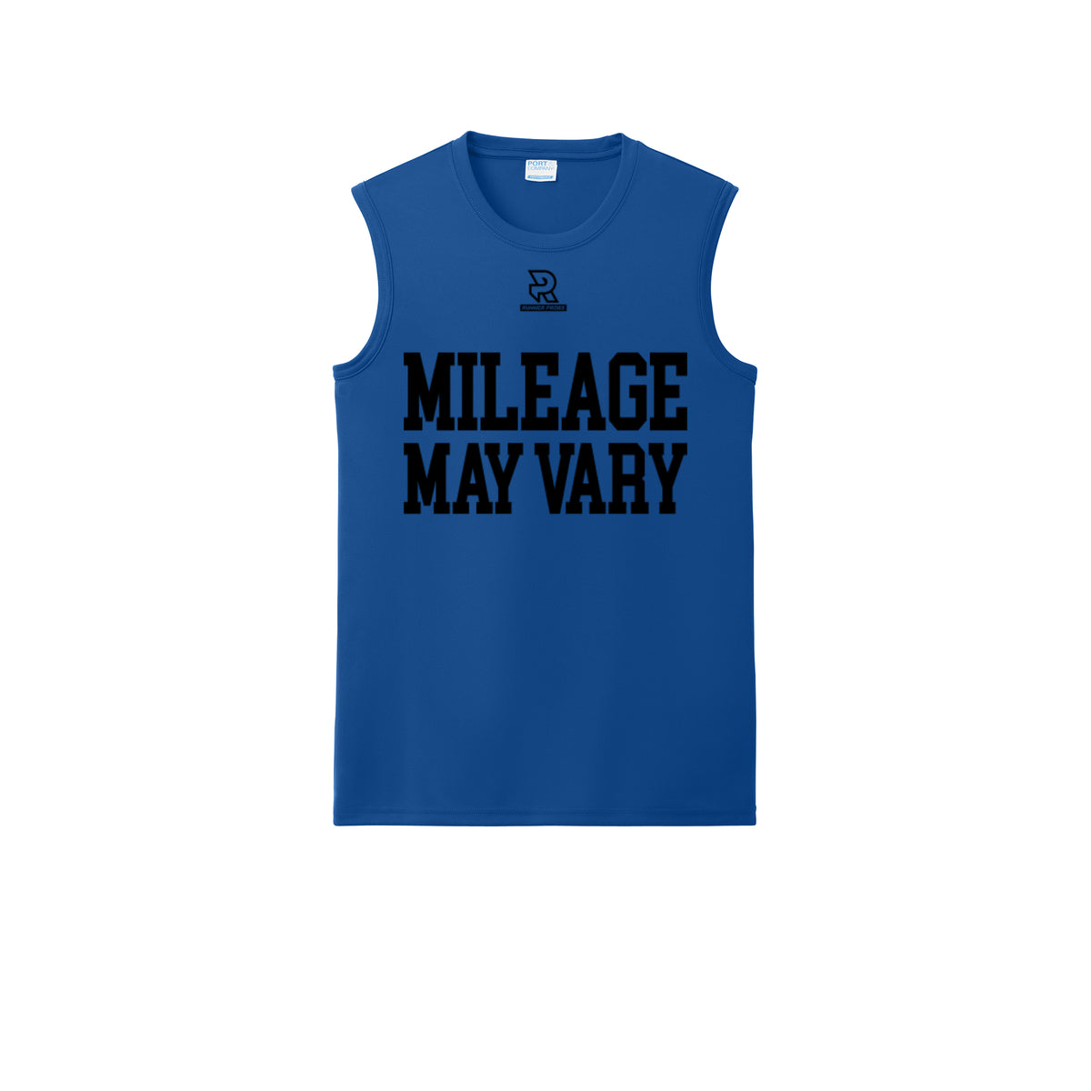 MILEAGE MAY VARY (Black) - Sleeveless Performance Tee