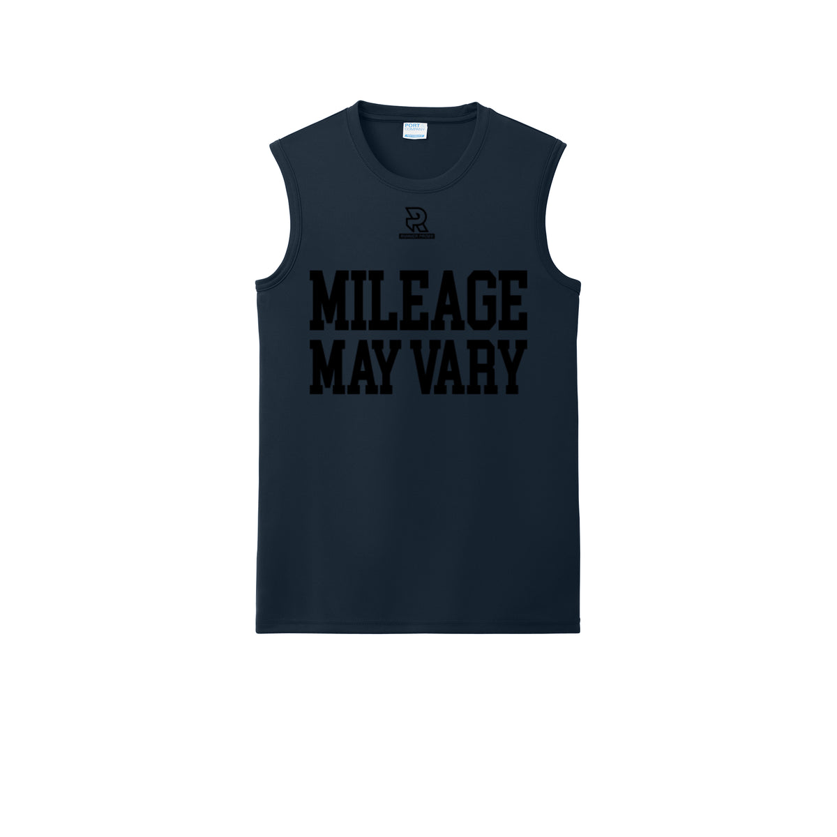 MILEAGE MAY VARY (Black) - Sleeveless Performance Tee