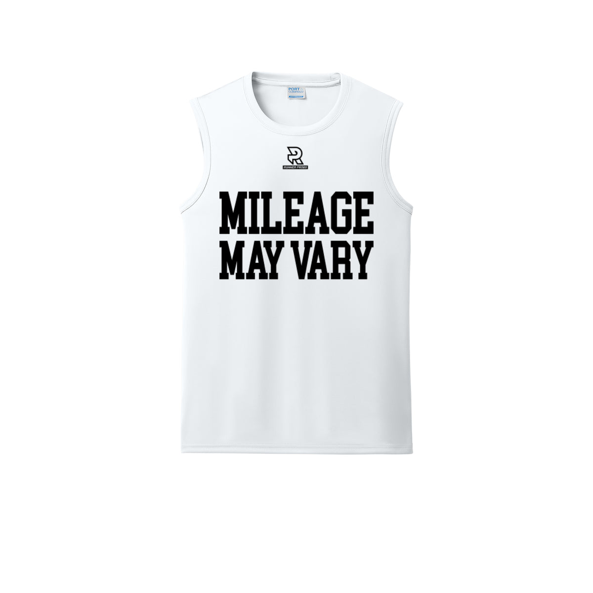 MILEAGE MAY VARY (Black) - Sleeveless Performance Tee