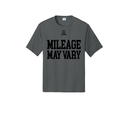 MILEAGE MAY VARY (Black) - Short Sleeve Performance Tee