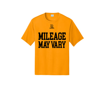 MILEAGE MAY VARY (Black) - Short Sleeve Performance Tee
