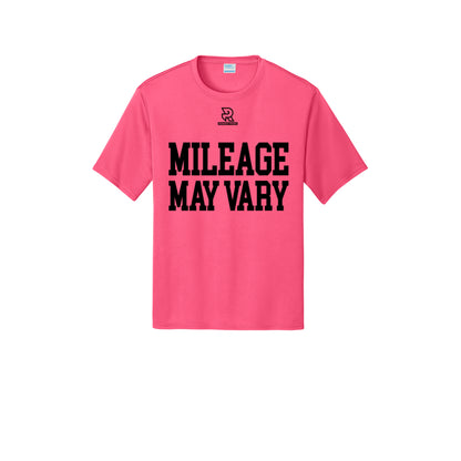 MILEAGE MAY VARY (Black) - Short Sleeve Performance Tee