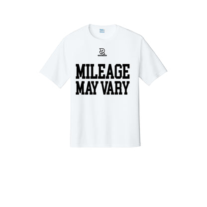 MILEAGE MAY VARY (Black) - Short Sleeve Performance Tee