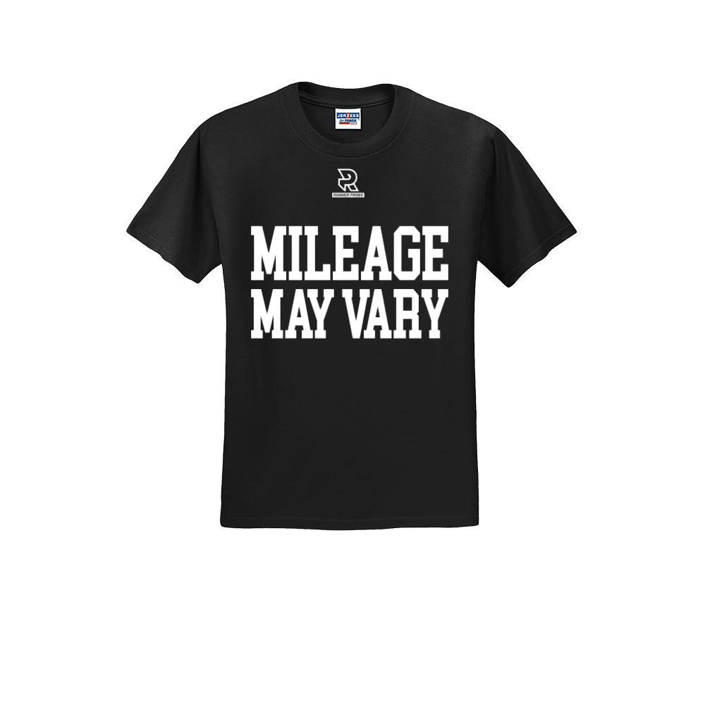 MILEAGE MAY VARY (White) - Short Sleeve Cotton Tee