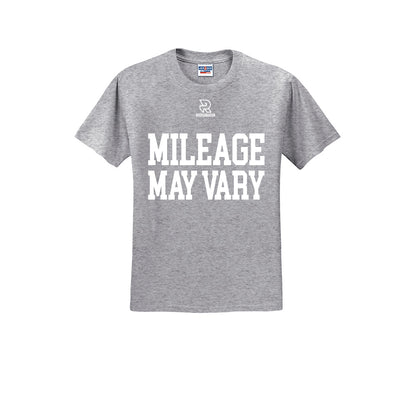 MILEAGE MAY VARY (White) - Short Sleeve Cotton Tee
