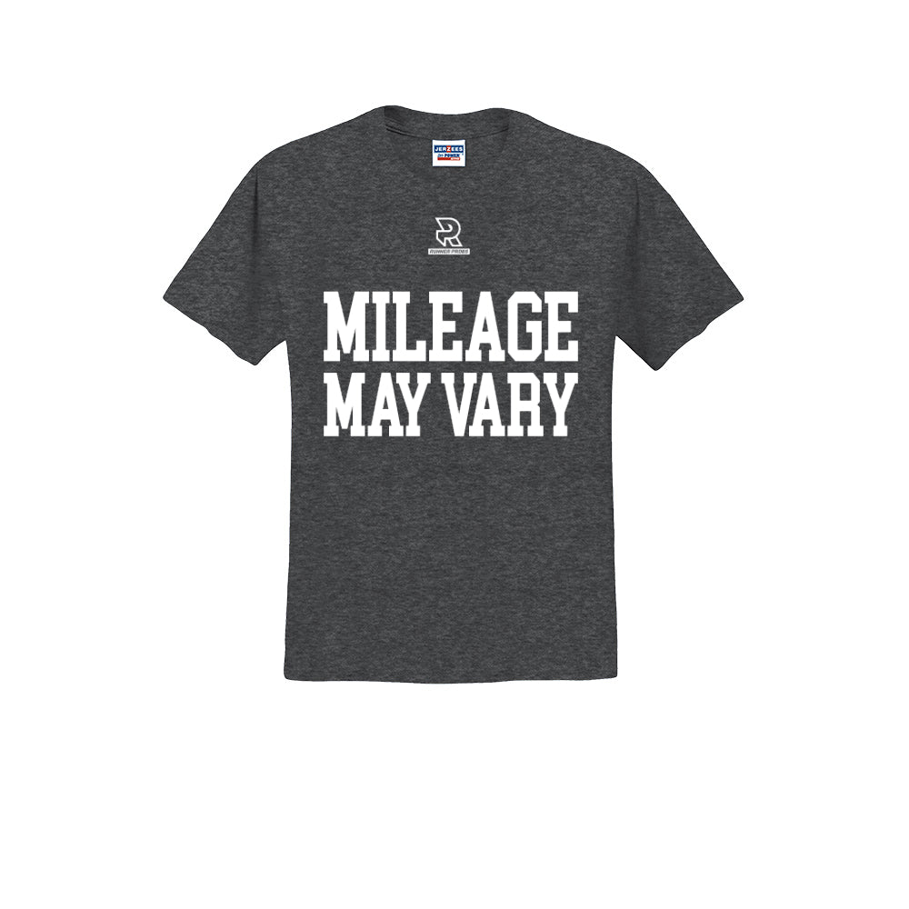 MILEAGE MAY VARY (White) - Short Sleeve Cotton Tee