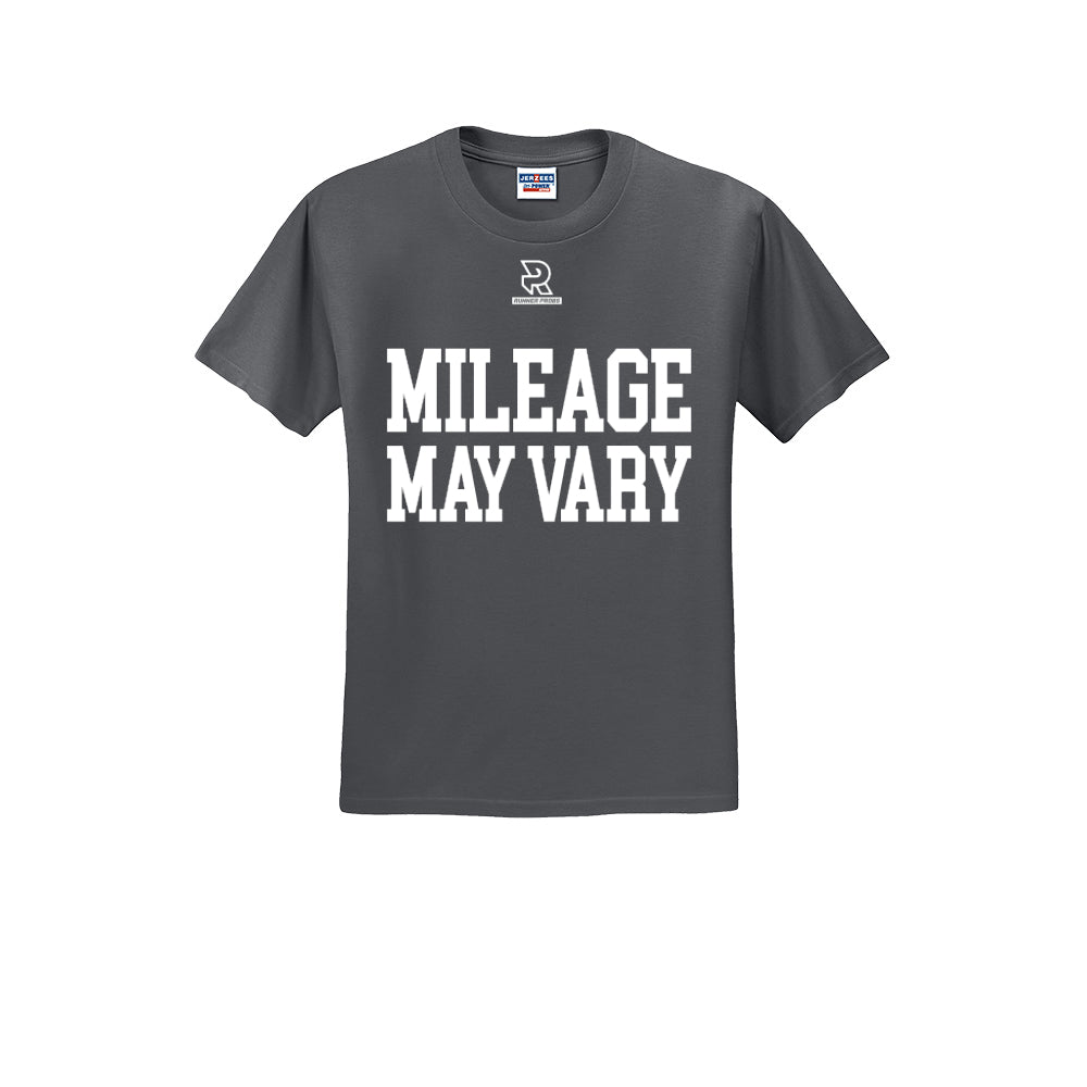 MILEAGE MAY VARY (White) - Short Sleeve Cotton Tee