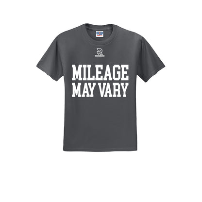 MILEAGE MAY VARY (White) - Short Sleeve Cotton Tee