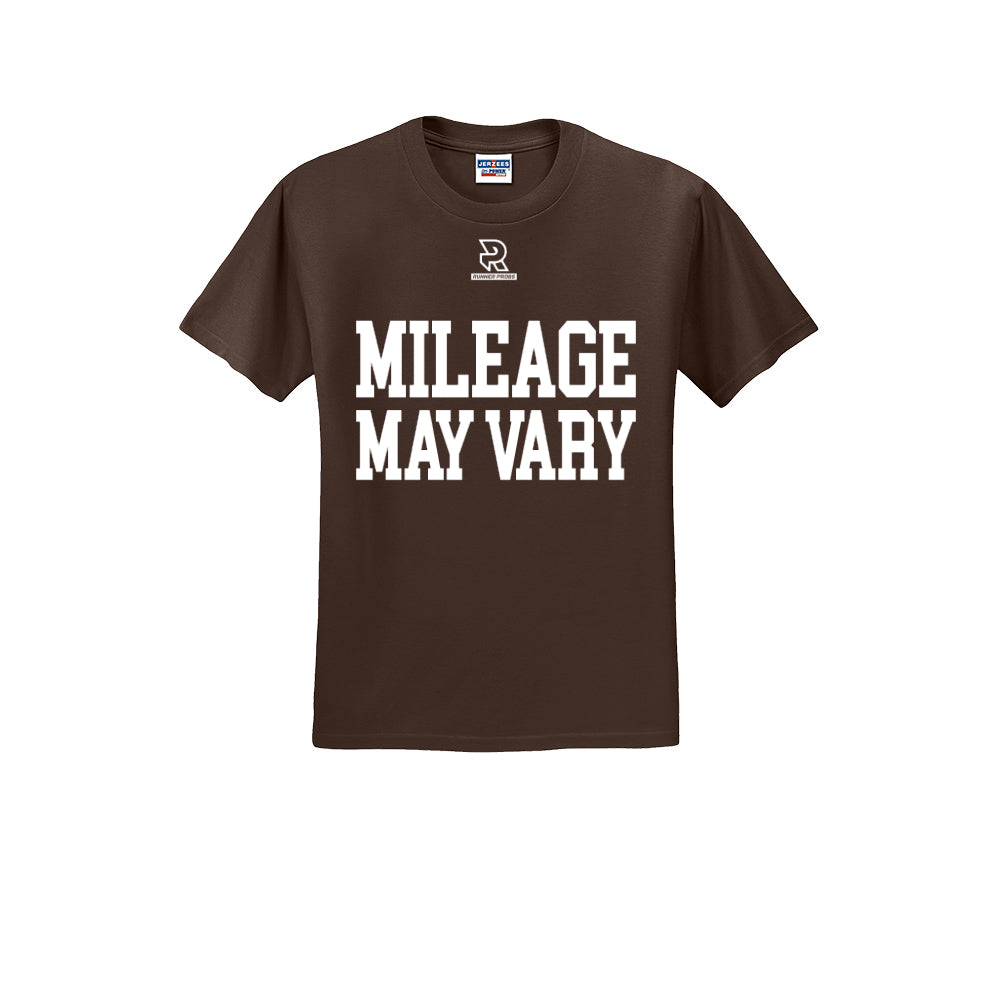 MILEAGE MAY VARY (White) - Short Sleeve Cotton Tee