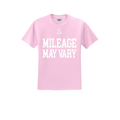 MILEAGE MAY VARY (White) - Short Sleeve Cotton Tee