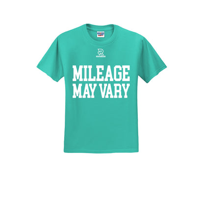 MILEAGE MAY VARY (White) - Short Sleeve Cotton Tee