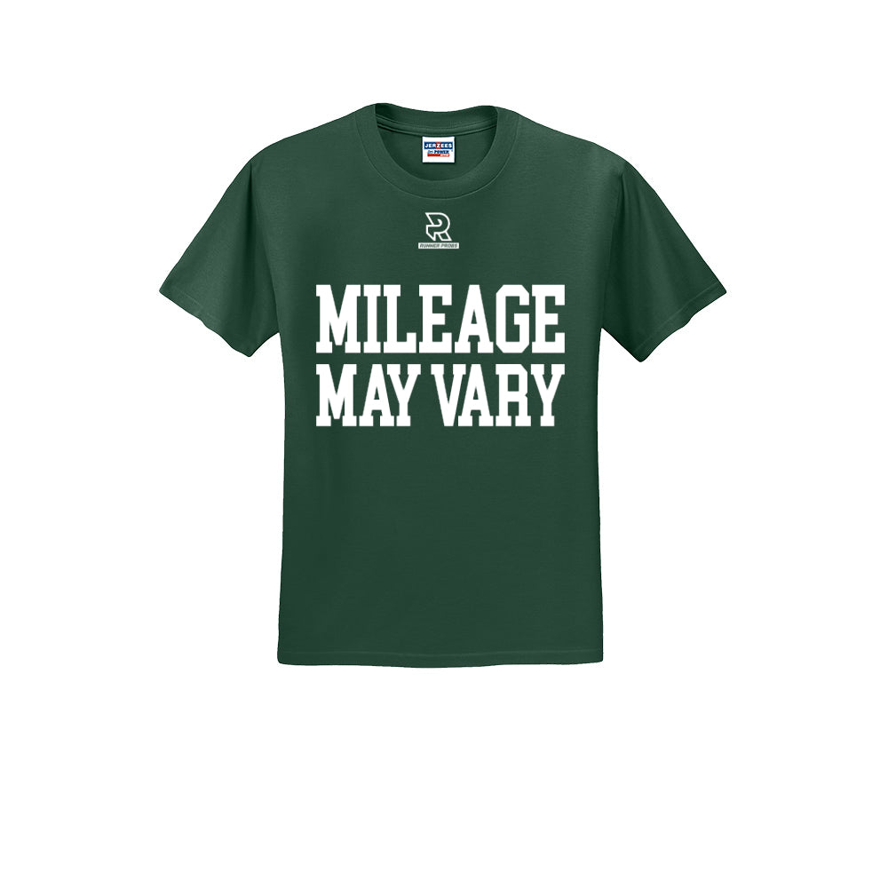 MILEAGE MAY VARY (White) - Short Sleeve Cotton Tee