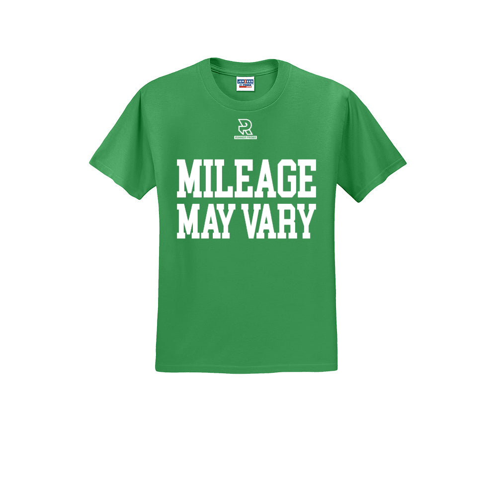 MILEAGE MAY VARY (White) - Short Sleeve Cotton Tee