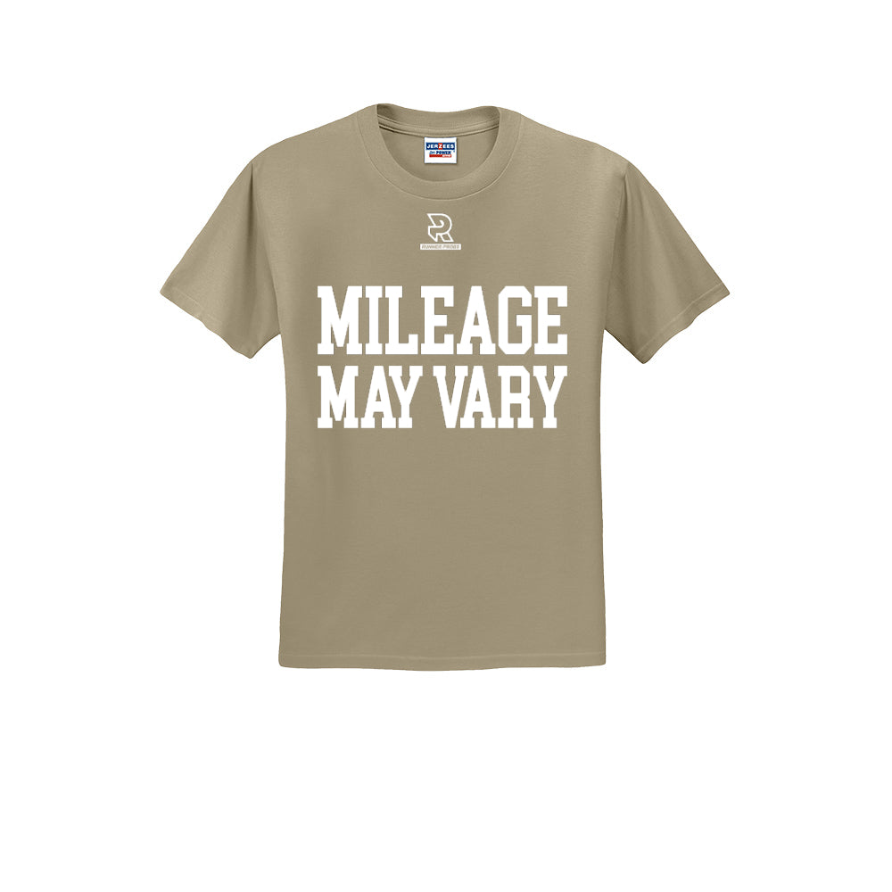 MILEAGE MAY VARY (White) - Short Sleeve Cotton Tee