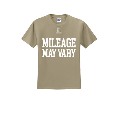 MILEAGE MAY VARY (White) - Short Sleeve Cotton Tee