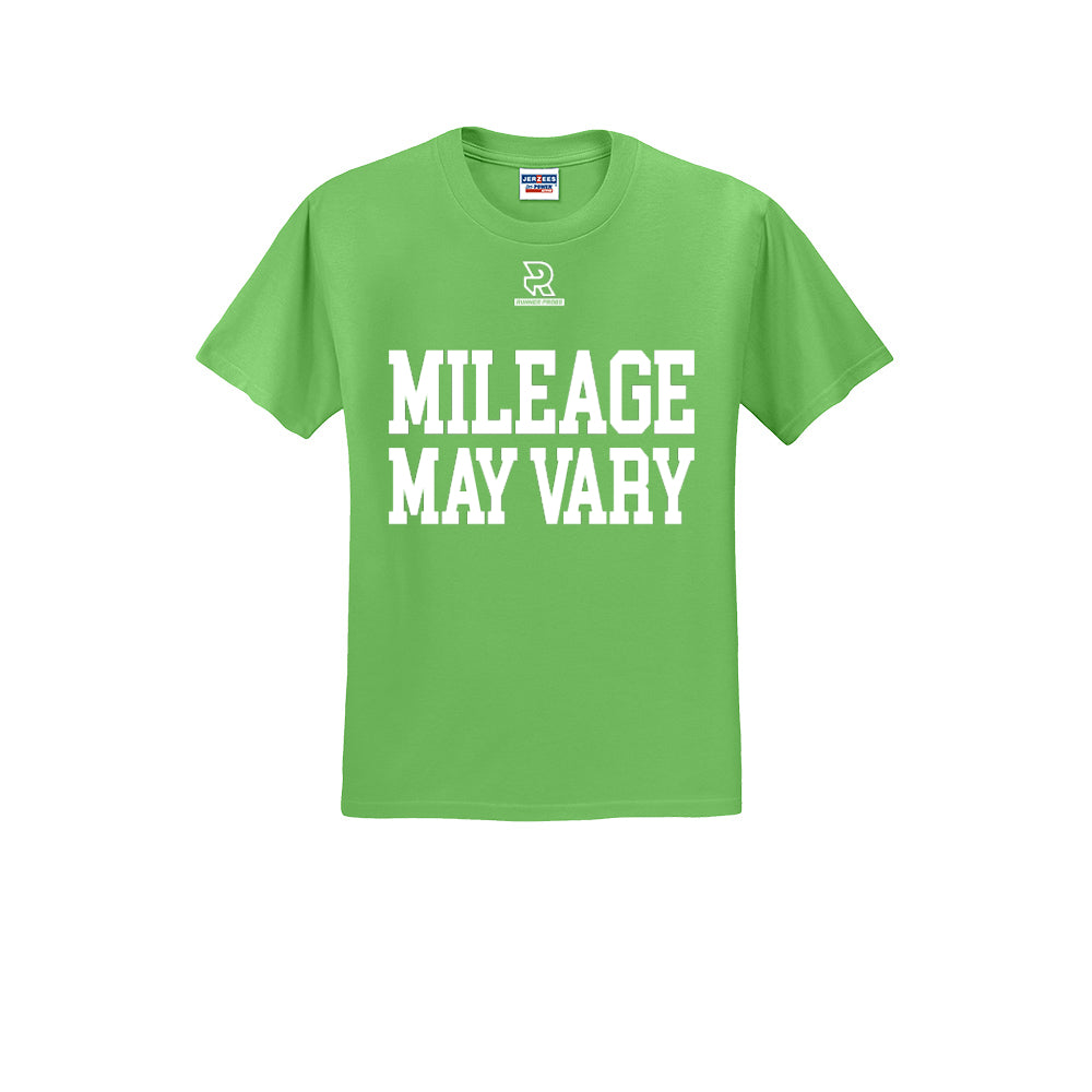 MILEAGE MAY VARY (White) - Short Sleeve Cotton Tee