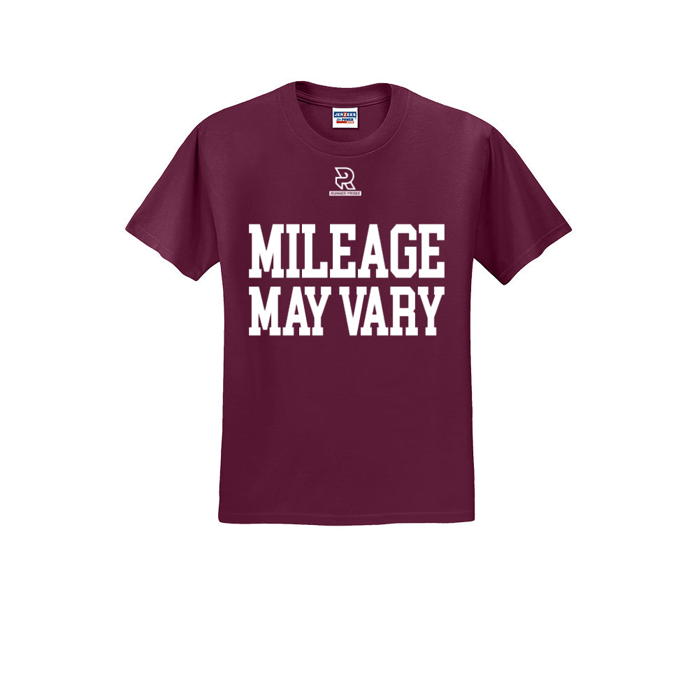 MILEAGE MAY VARY (White) - Short Sleeve Cotton Tee