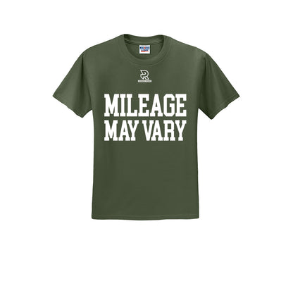 MILEAGE MAY VARY (White) - Short Sleeve Cotton Tee