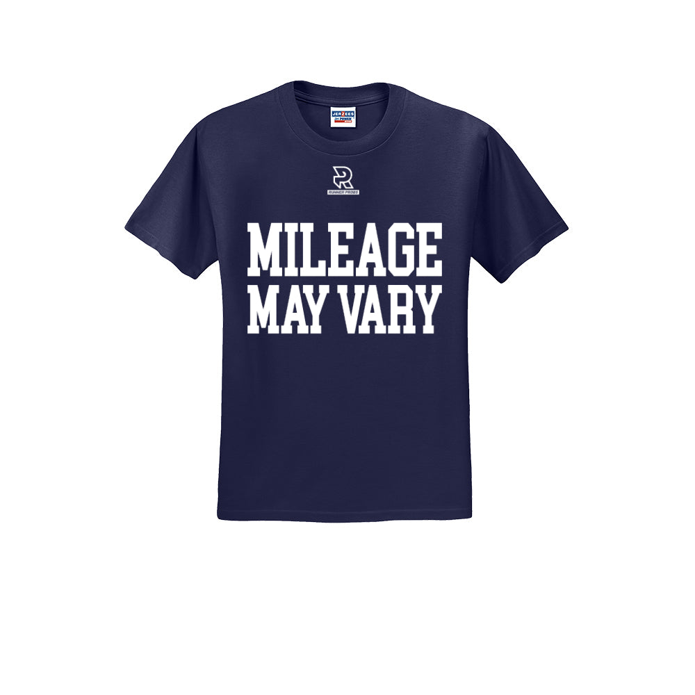 MILEAGE MAY VARY (White) - Short Sleeve Cotton Tee