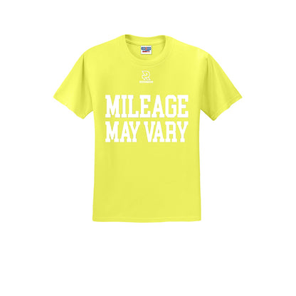 MILEAGE MAY VARY (White) - Short Sleeve Cotton Tee