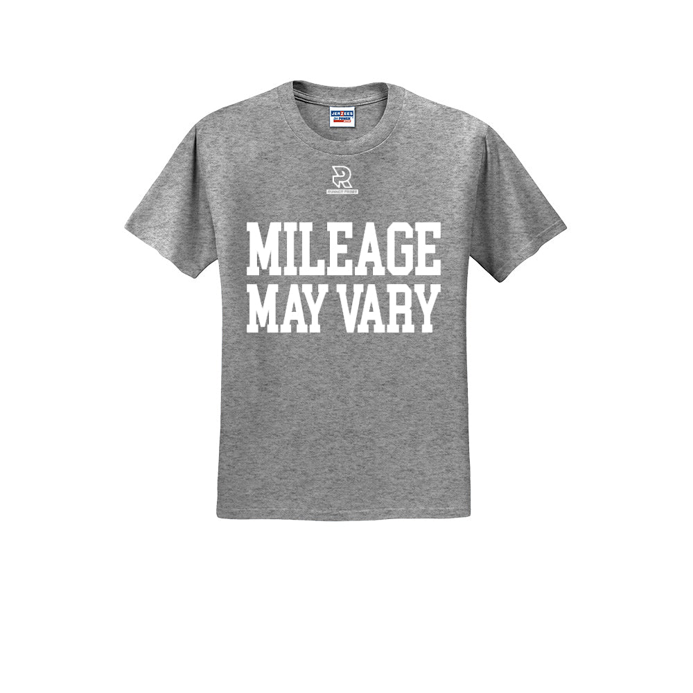 MILEAGE MAY VARY (White) - Short Sleeve Cotton Tee