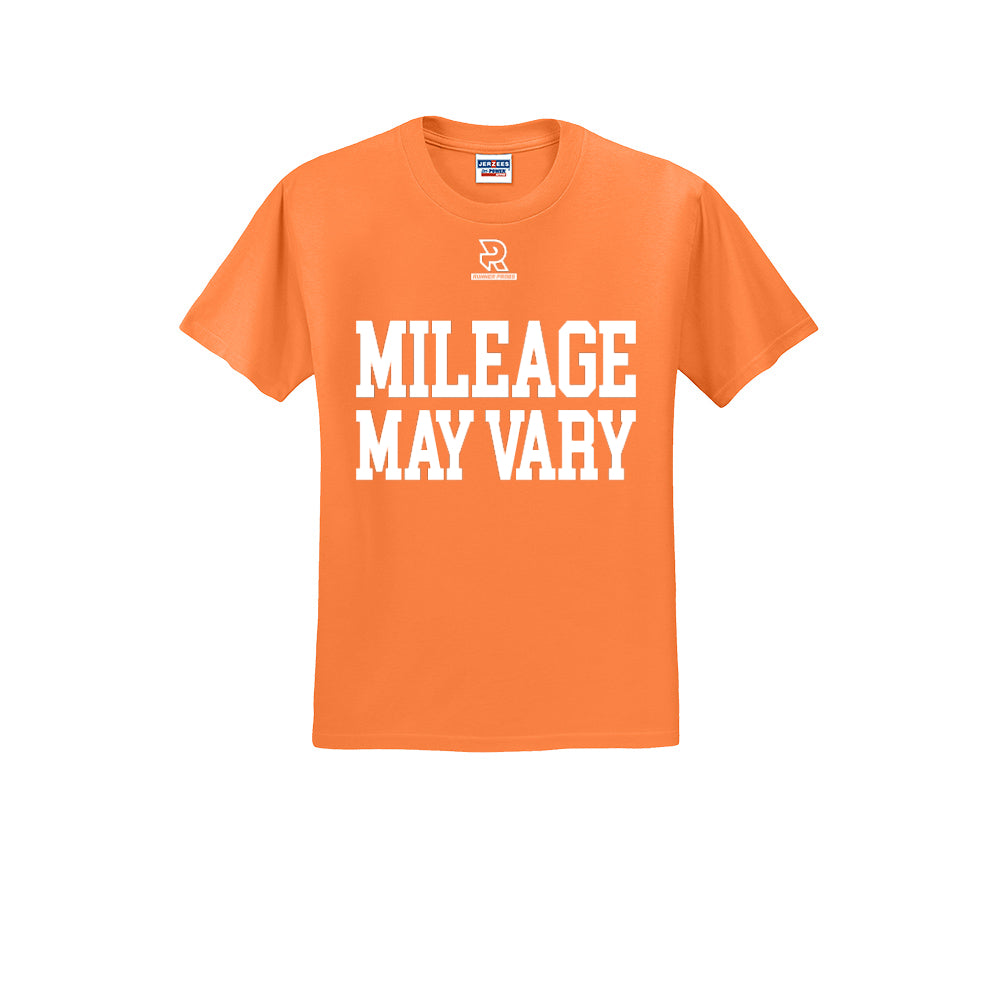 MILEAGE MAY VARY (White) - Short Sleeve Cotton Tee