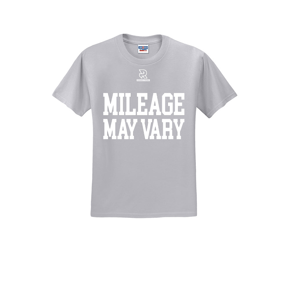 MILEAGE MAY VARY (White) - Short Sleeve Cotton Tee