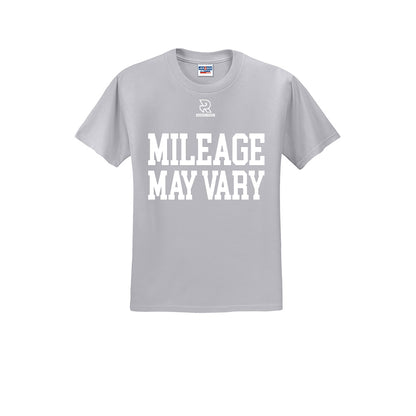 MILEAGE MAY VARY (White) - Short Sleeve Cotton Tee