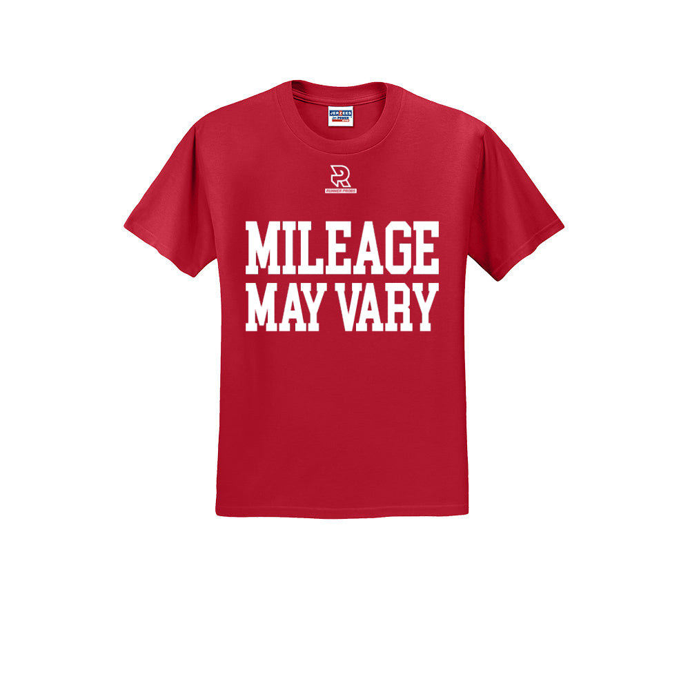 MILEAGE MAY VARY (White) - Short Sleeve Cotton Tee