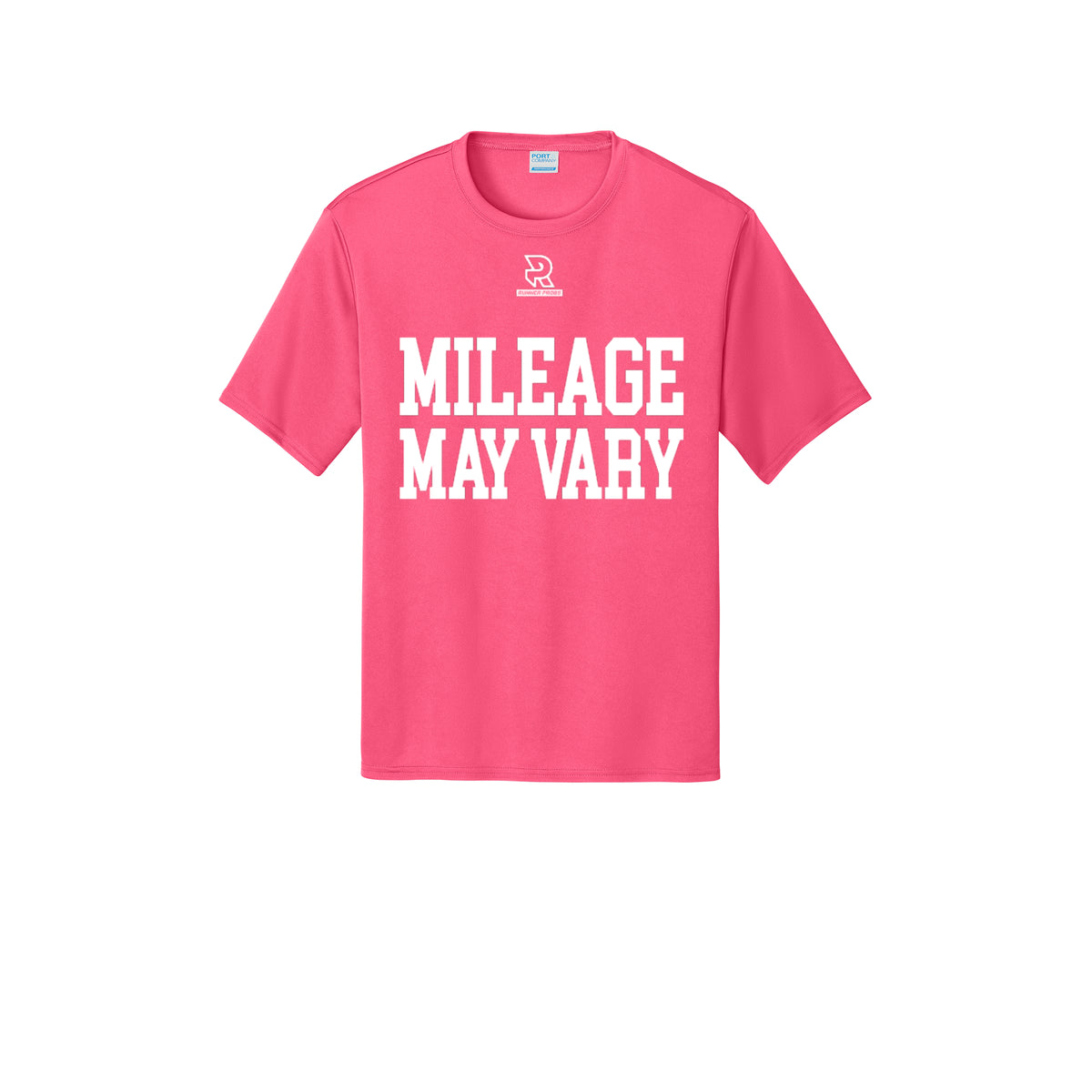 MILEAGE MAY VARY (White) - Short Sleeve Performance Tee