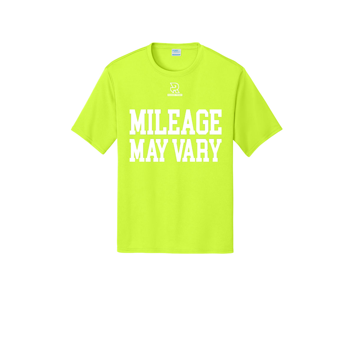 MILEAGE MAY VARY (White) - Short Sleeve Performance Tee