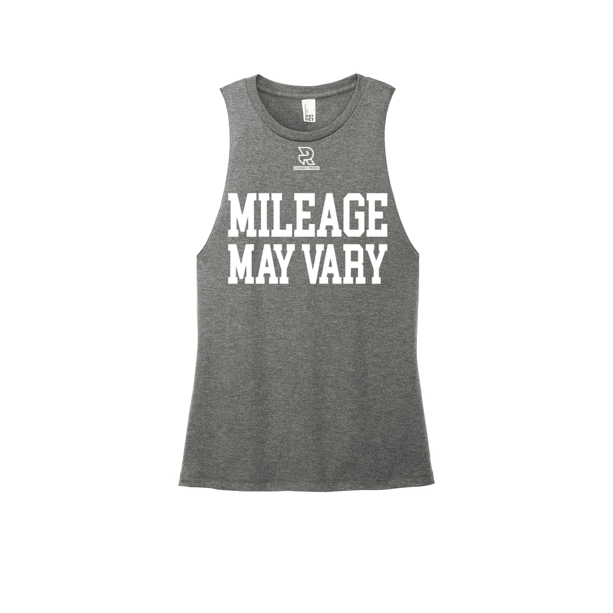 MILEAGE MAY VARY (White) - Womens Perfect Tri Muscle Tank