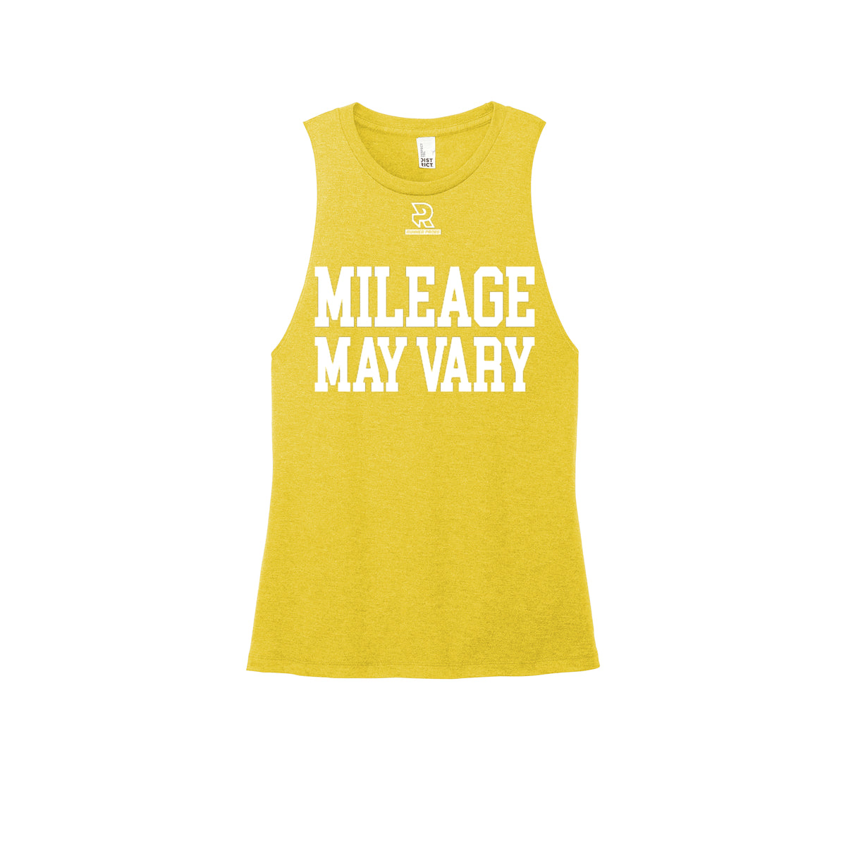 MILEAGE MAY VARY (White) - Womens Perfect Tri Muscle Tank