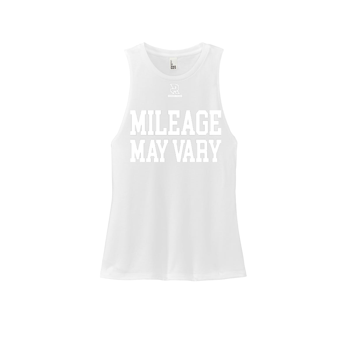 MILEAGE MAY VARY (White) - Womens Perfect Tri Muscle Tank