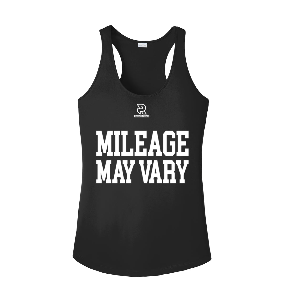 MILEAGE MAY VARY (White) - Womens Competitor Racerback Tank