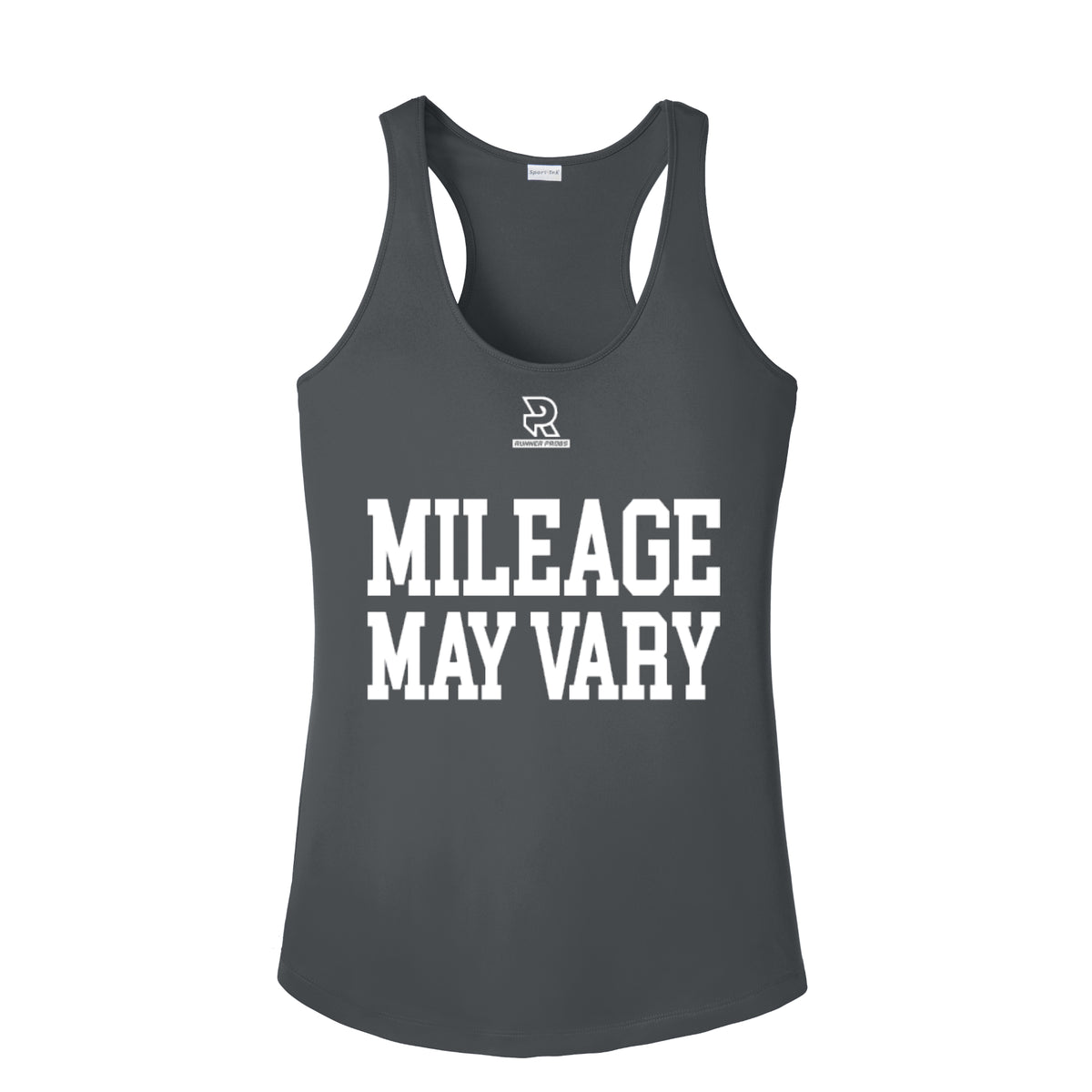 MILEAGE MAY VARY (White) - Womens Competitor Racerback Tank