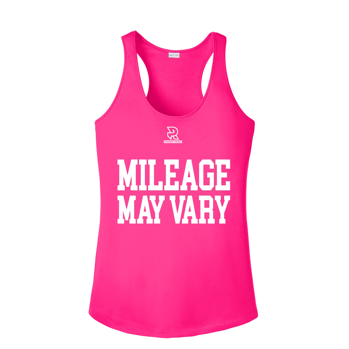 MILEAGE MAY VARY (White) - Womens Competitor Racerback Tank