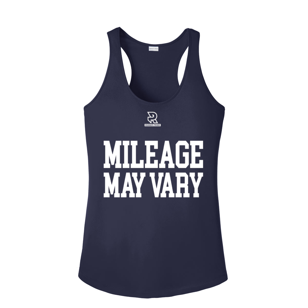MILEAGE MAY VARY (White) - Womens Competitor Racerback Tank