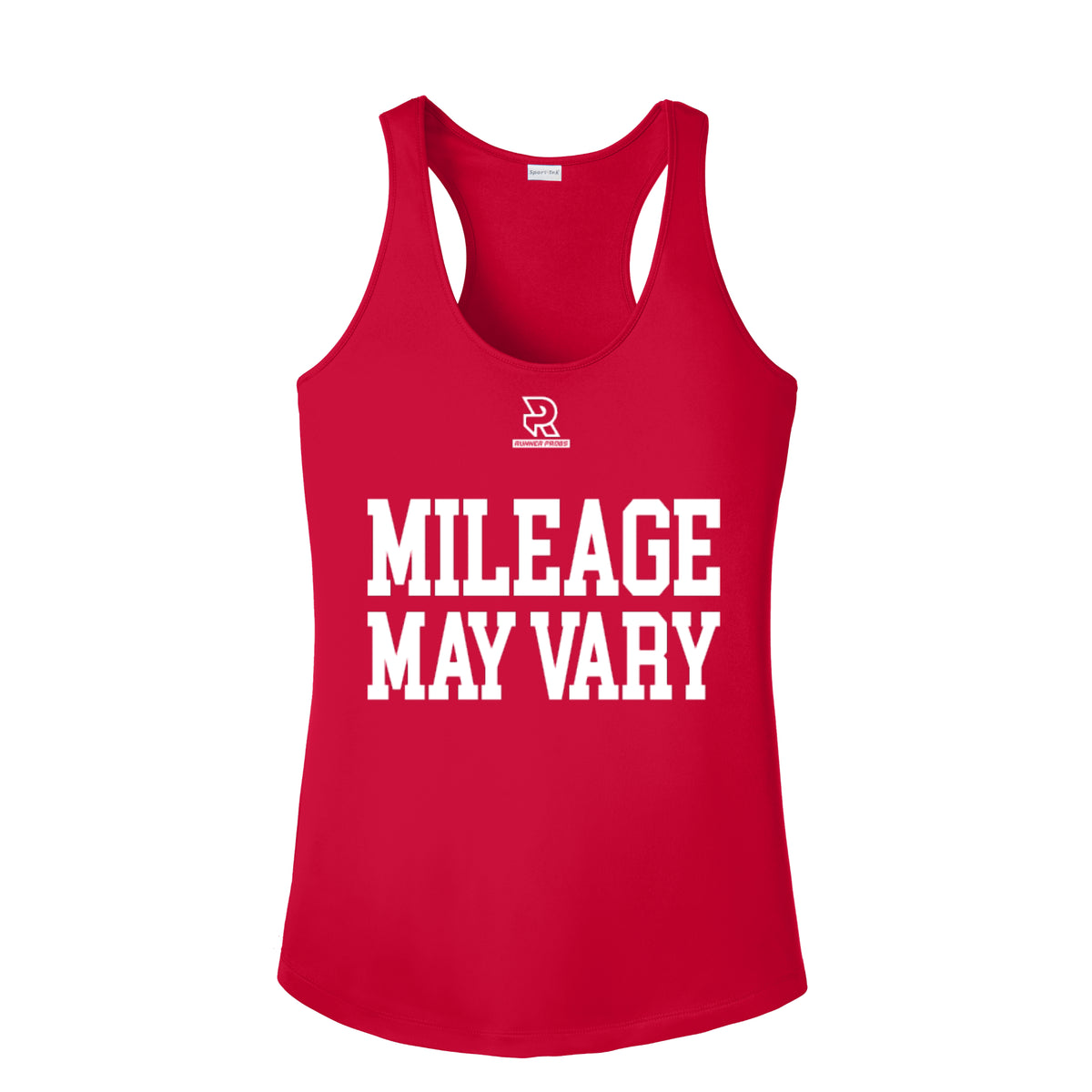 MILEAGE MAY VARY (White) - Womens Competitor Racerback Tank