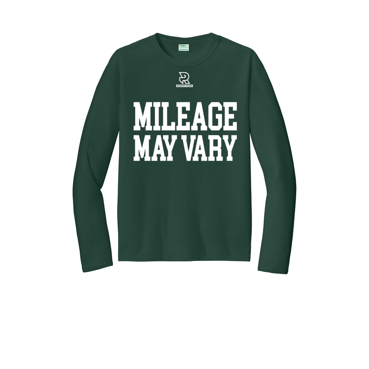 MILEAGE MAY VARY (White) - Long Sleeve Performance Tee