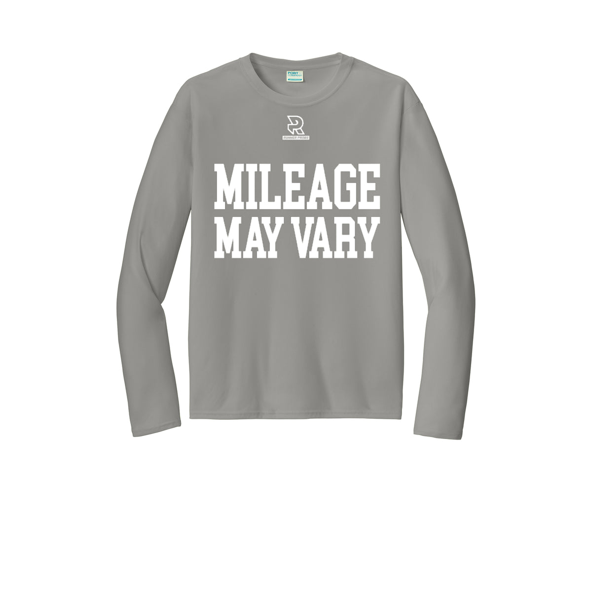 MILEAGE MAY VARY (White) - Long Sleeve Performance Tee