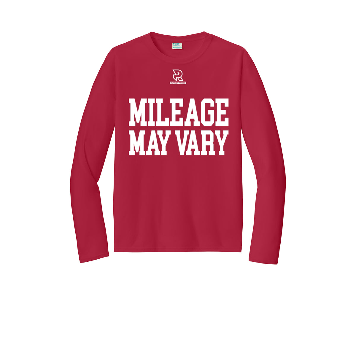 MILEAGE MAY VARY (White) - Long Sleeve Performance Tee